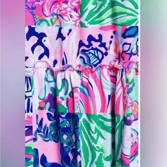 Lilly Pulitzer Loro Tiered Maxi Dress in Multi Patch to Match - Large - EUC - Picture 13 of 16